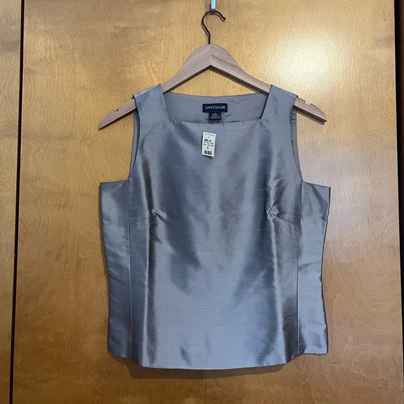 Ann Taylor Women's Silk Saree Shell/Tank Set Silver & Black Size 6 NWT - Picture 13 of 16
